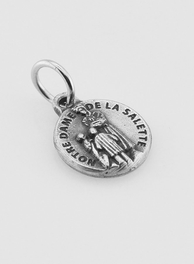 Médaille Notre Dame de la Salette en Métal Argenté - 10 mm (pic 3)