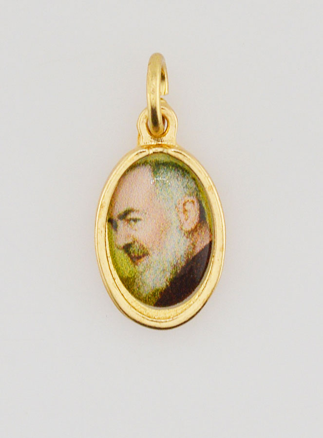 Médaille Saint Padre Pio Dorée - 14 mm (pic 1)