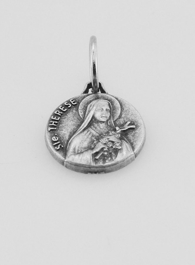Médaille Sainte Thérèse en Métal Argenté - 10 mm (pic 2)