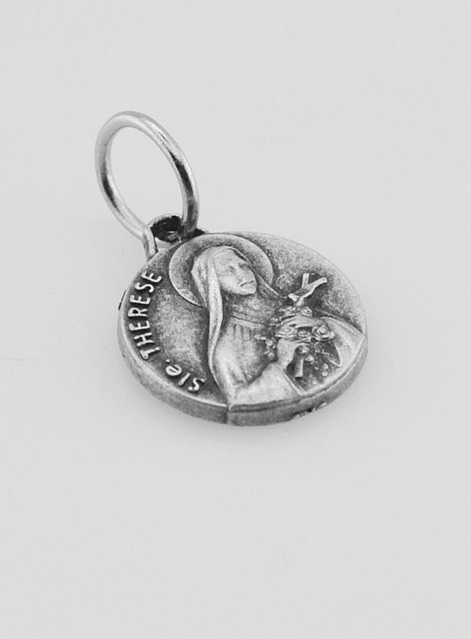 Médaille Sainte Thérèse en Métal Argenté - 10 mm (pic 3)
