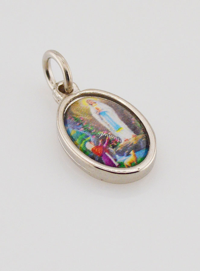 Médaille Notre Dame de Lourdes Argentée - 14 mm (pic 3)