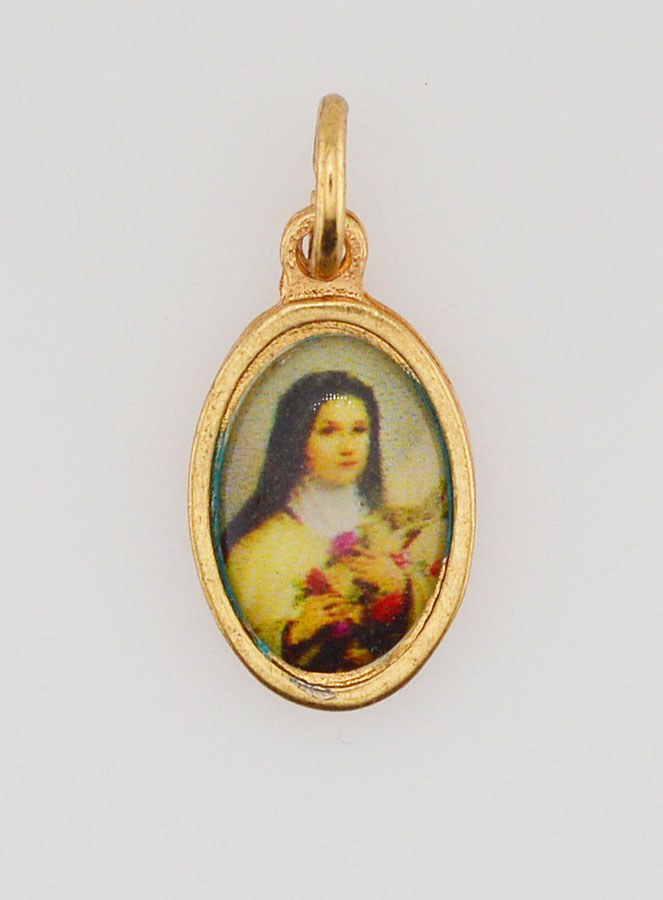 Médaille Sainte Thérèse de l'Enfant Jésus Dorée - 14 mm (pic 1)