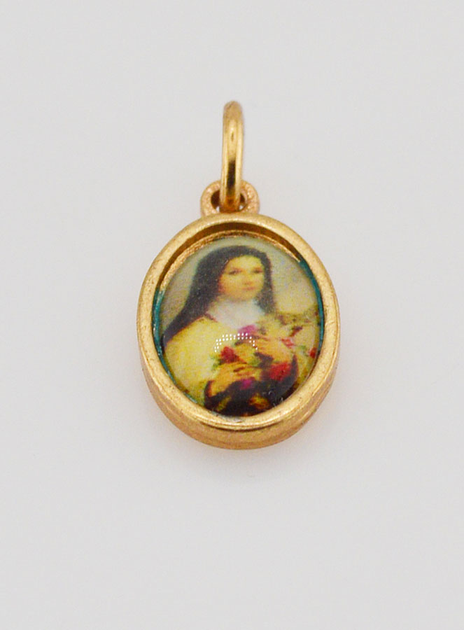 Médaille Sainte Thérèse de l'Enfant Jésus Dorée - 14 mm (pic 2)