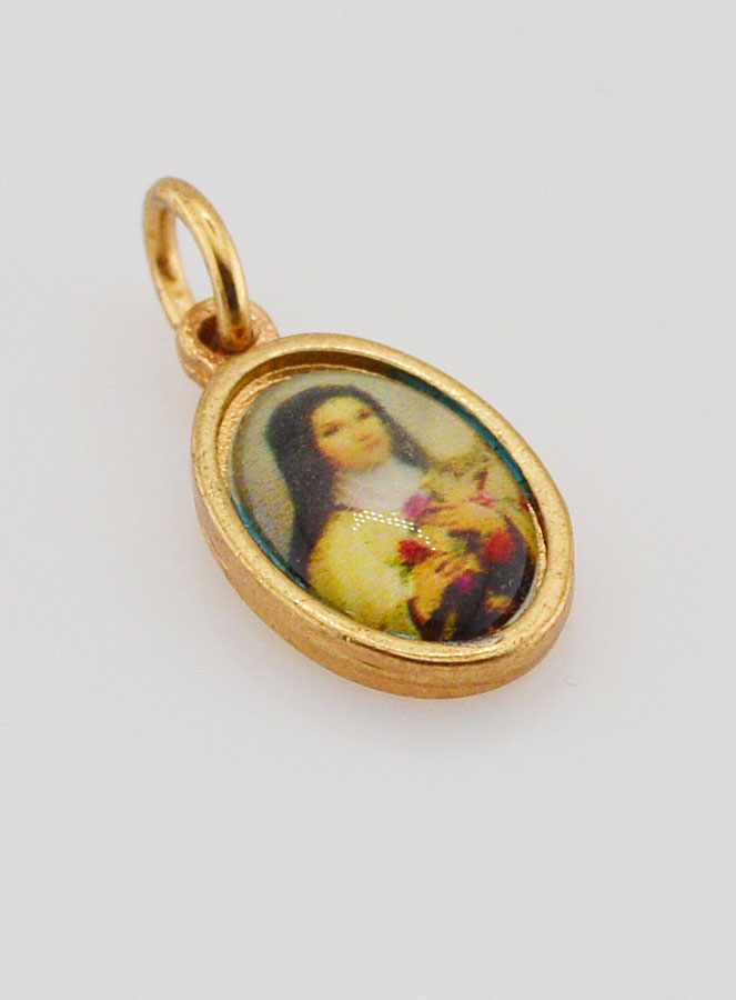 Médaille Sainte Thérèse de l'Enfant Jésus Dorée - 14 mm (pic 3)