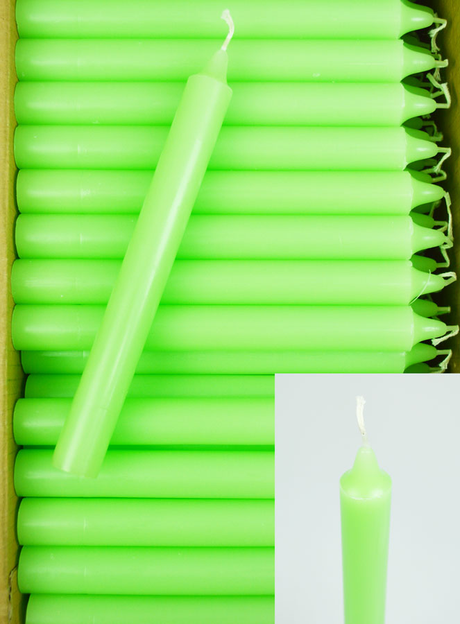 Carton 130 Bougies Cierges Teintées Masse Vert Pâle - Fluo (pic 2)