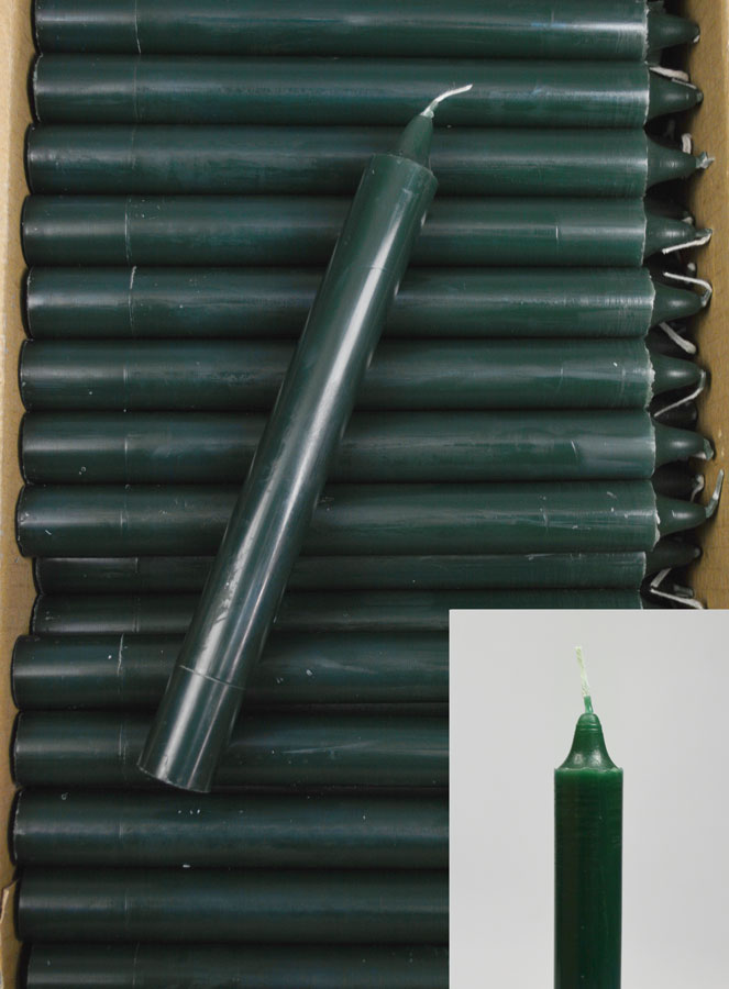 24 Bougies Cierges Teintées Masse Couleur Vert Sapin (pic 1)