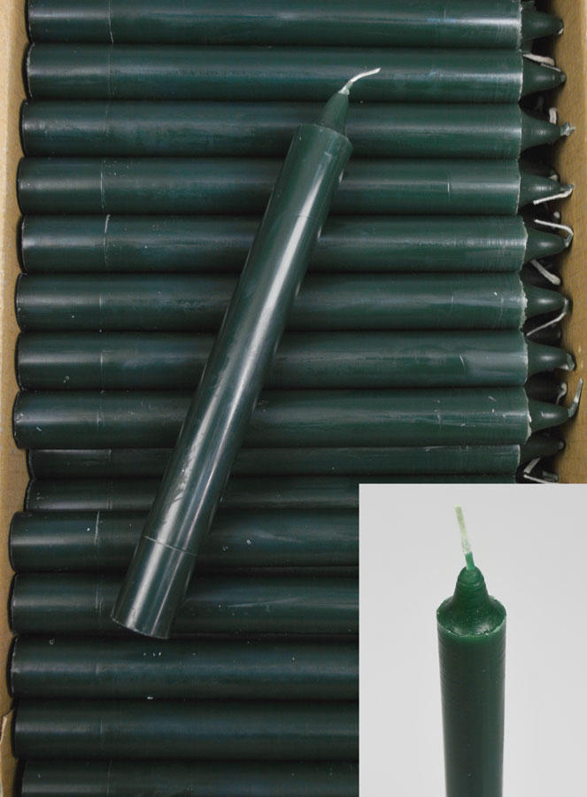 24 Bougies Cierges Teintées Masse Couleur Vert Sapin (pic 2)