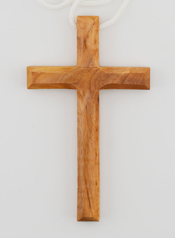 Croix d'Aube de Communion en Bois d'Olivier avec Cordon 9 cm (pic 1)