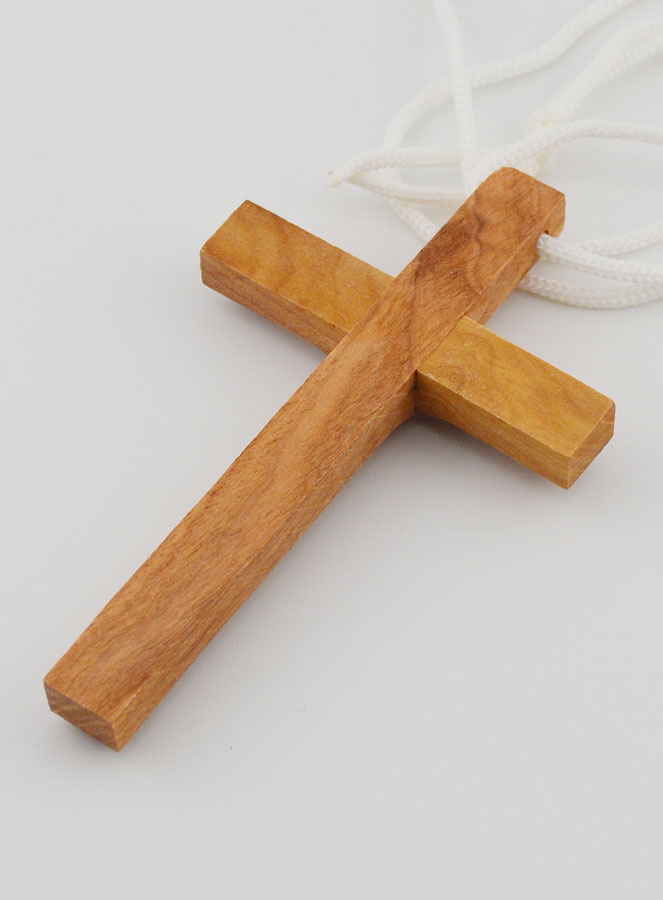 Croix d'Aube de Communion en Bois d'Olivier avec Cordon 9 cm (pic 4)