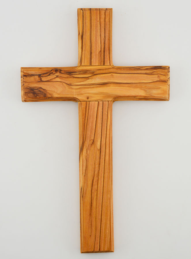 Croix en Bois d'Olivier de Terre Sainte - 22 cm (pic 1)