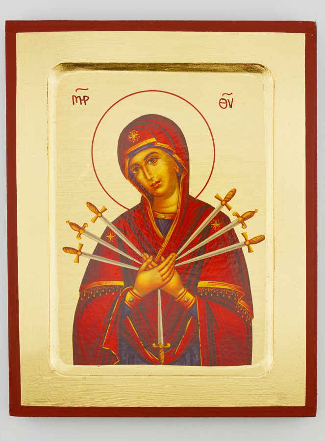 Icône Byzantine Notre Dame des 7 Douleurs - 17 cm (pic 1)
