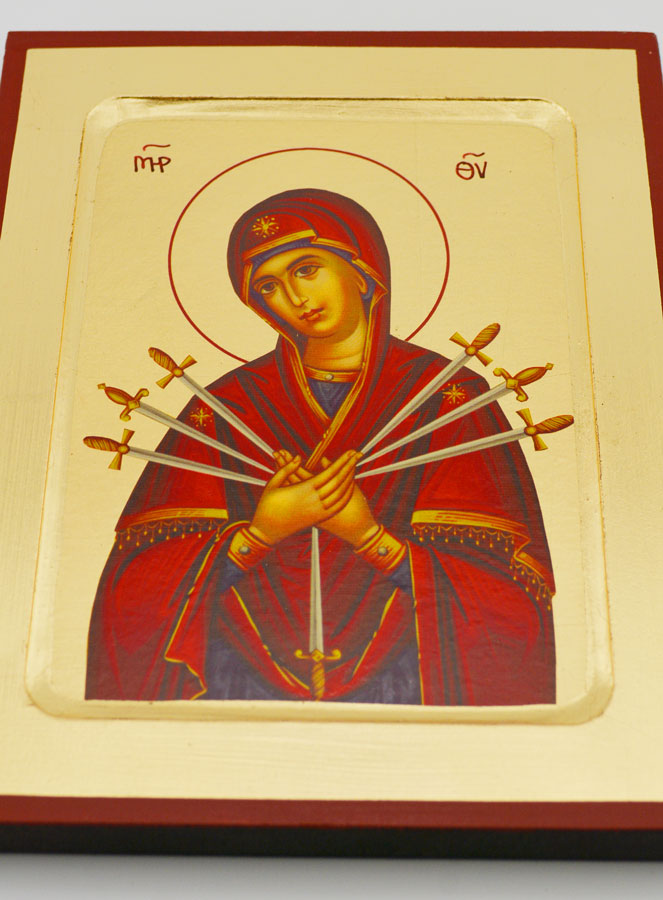 Icône Byzantine Notre Dame des 7 Douleurs - 17 cm (pic 2)