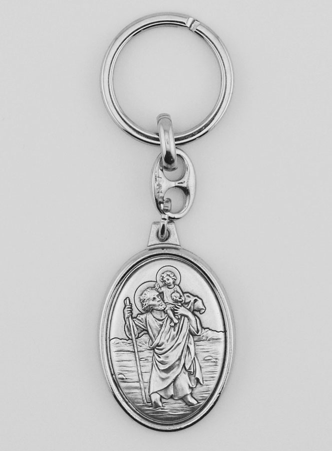 Porte-Clés de Saint Christophe Argenté - 40 mm (pic 1)