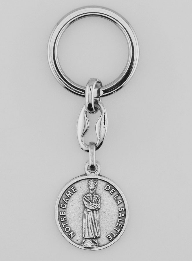 Porte-Clés de Notre Dame de la Salette Argenté avec Prière (pic 1)