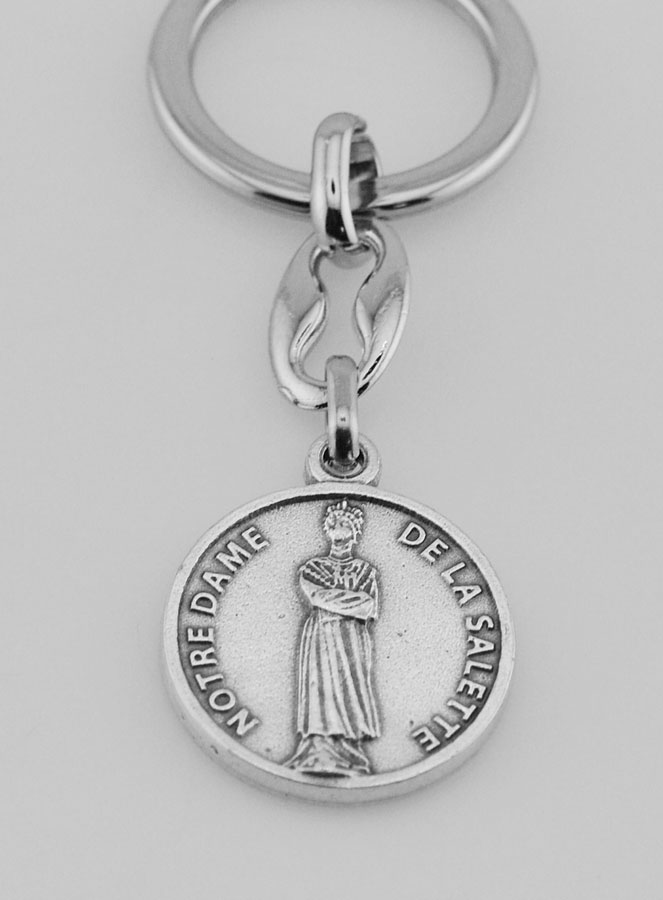 Porte-Clés de Notre Dame de la Salette Argenté avec Prière (pic 2)