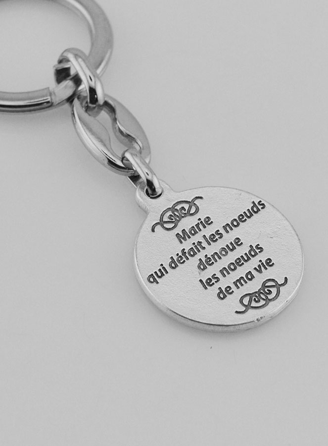 Porte-Clés de Marie qui Défait les Noeuds Argenté avec Prière (pic 4)