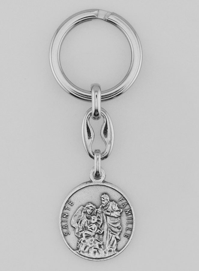 Porte-Clés de la Sainte Famille Argenté avec Prière (pic 1)