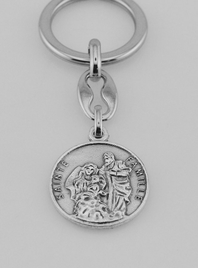 Porte-Clés de la Sainte Famille Argenté avec Prière (pic 2)