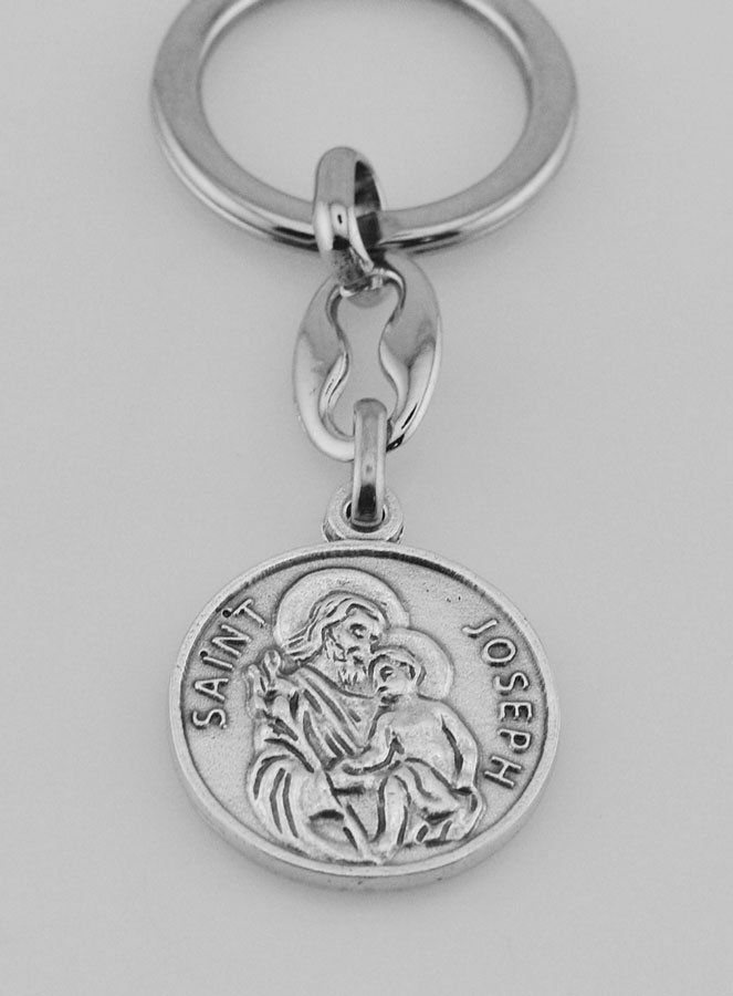 Porte-Clés de Saint Joseph Argenté avec Prière (pic 2)