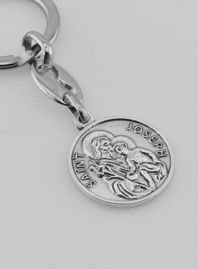 Porte-Clés de Saint Joseph Argenté avec Prière (pic 3)