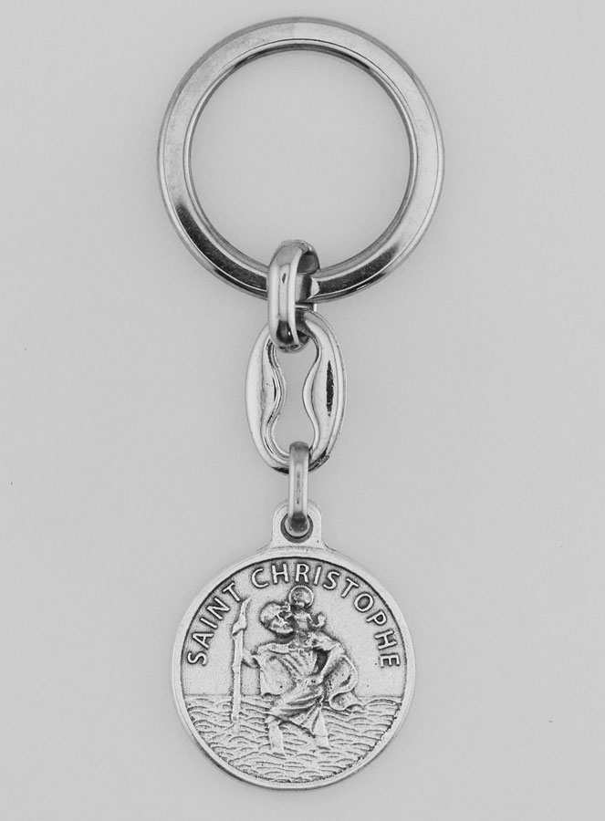 Porte-Clés de Saint Christophe Argenté avec Prière (pic 1)