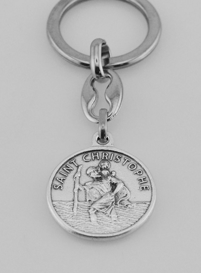 Porte-Clés de Saint Christophe Argenté avec Prière (pic 2)