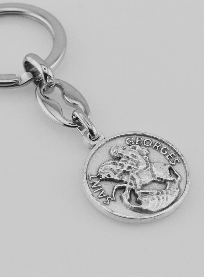 Porte-Clés de Saint Georges Argenté avec Prière (pic 3)