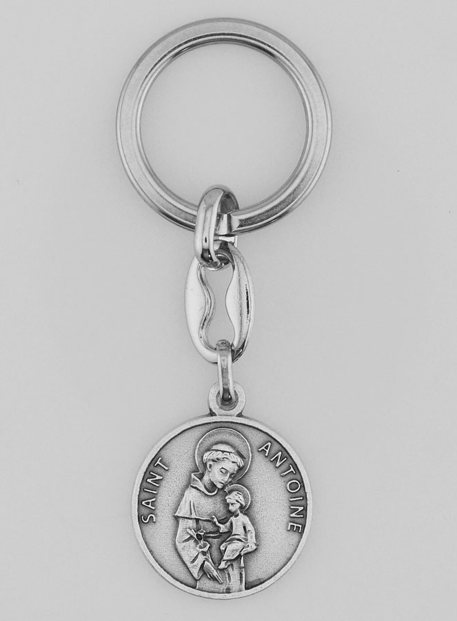 Porte-Clés de Saint Antoine Argenté avec Prière (pic 1)