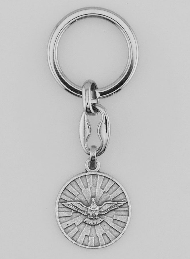 Porte-Clés du Saint Esprit Argenté avec Prière (pic 1)