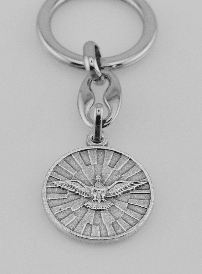 Porte-Clés du Saint Esprit Argenté avec Prière (pic 2)