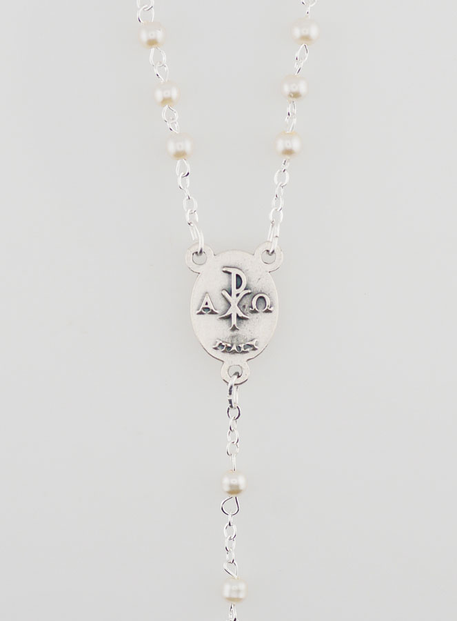 Chapelet en Perles de Première Communion Argenté + Médaille de Communion (pic 4)