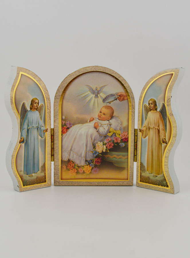 Icône Triptyque Souvenir de Baptême - 13 cm (pic 1)