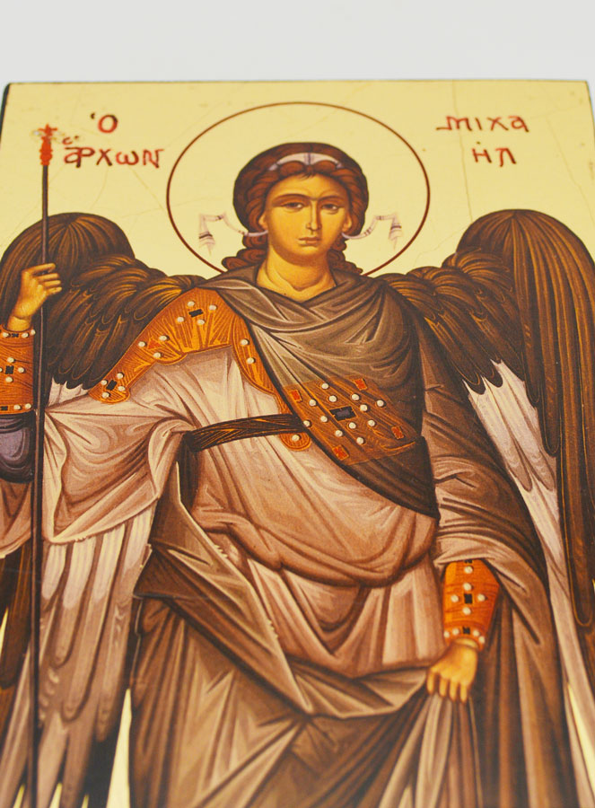 Icône Byzantine Saint Michel Archange Gris - 12 cm (pic 2)