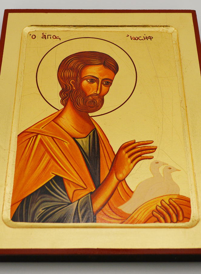 Icône Byzantine Saint Joseph aux Colombes - 22 cm (pic 2)