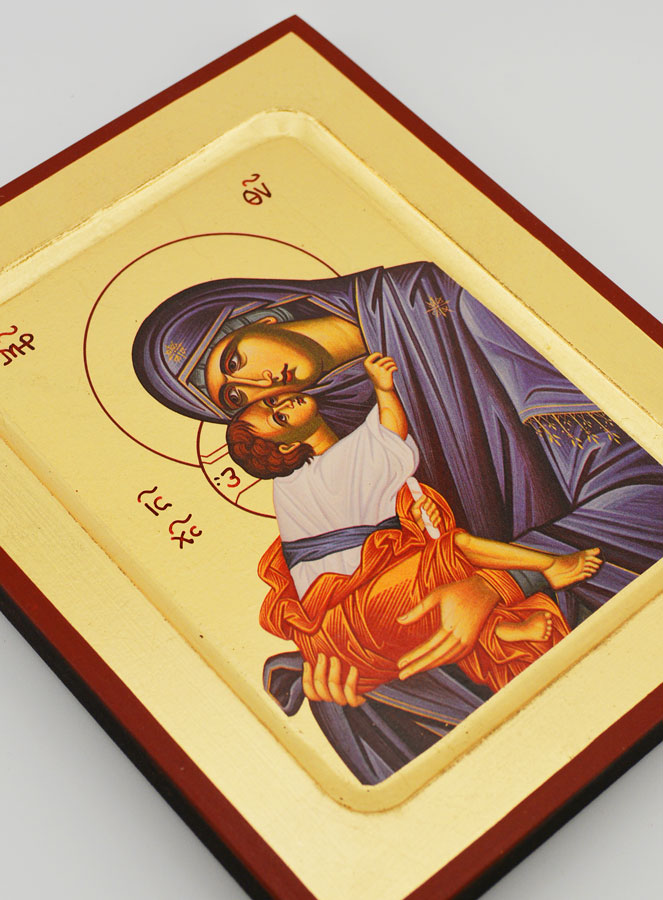 Icône Byzantine Vierge de Tendresse Voile Bleu - 17 cm (pic 3)