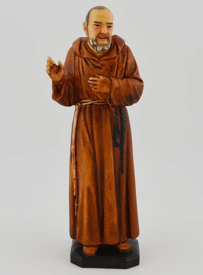 Statue Saint Padre Pio Polychromée Peinte Main - 15 cm (pic 1)