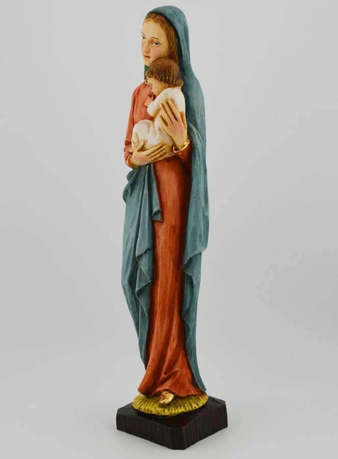 Statue Vierge Marie à l'Enfant Jésus Polychromée Peinte Main - 25 cm (pic 2)