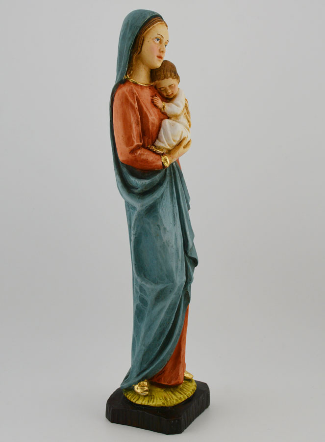 Statue Vierge Marie à l'Enfant Jésus Polychromée Peinte Main - 25 cm (pic 3)