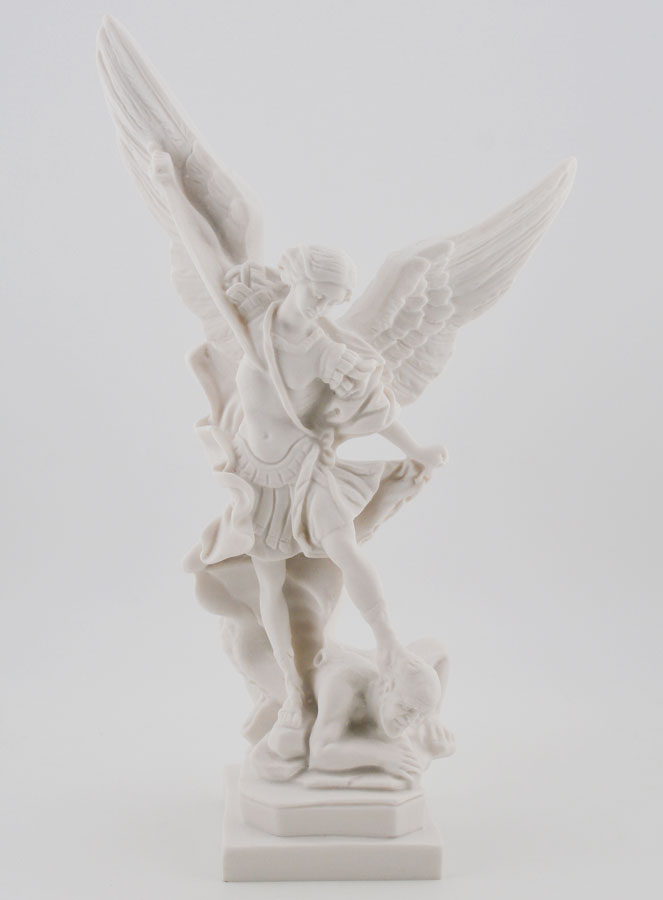 Statue Saint Michel Archange - Résine Blanche - 20 cm (pic 1)