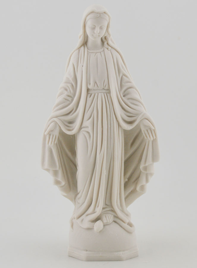 Statue Vierge Marie Miraculeuse - Résine Blanche - 14 cm (pic 1)