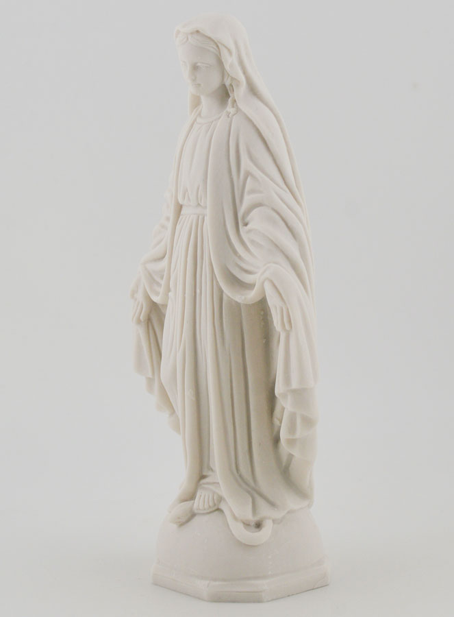 Statue Vierge Marie Miraculeuse - Résine Blanche - 14 cm (pic 2)