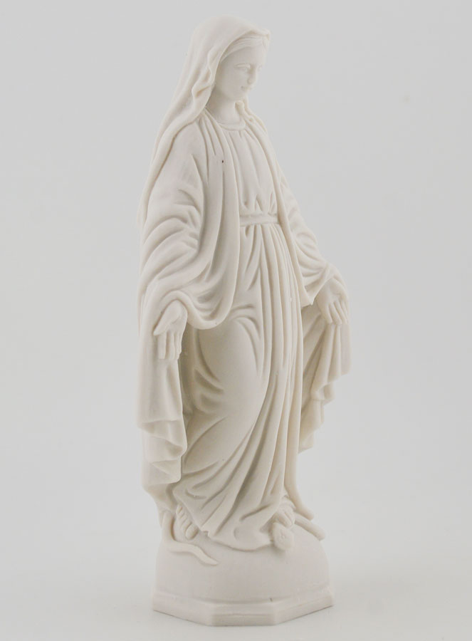 Statue Vierge Marie Miraculeuse - Résine Blanche - 14 cm (pic 3)