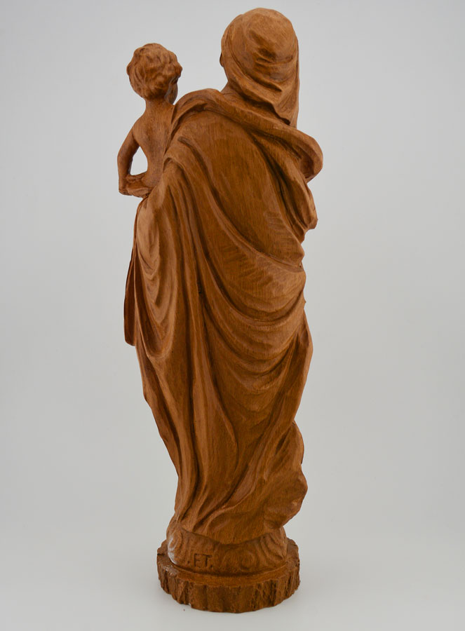 Statue Sainte Vierge Marie à l'Enfant Jésus - Ton Bois - 30 cm (pic 4)
