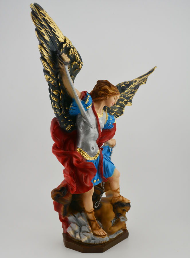 Statue Saint Michel Archange Polychromée Peinte Main - 30 cm (pic 3)