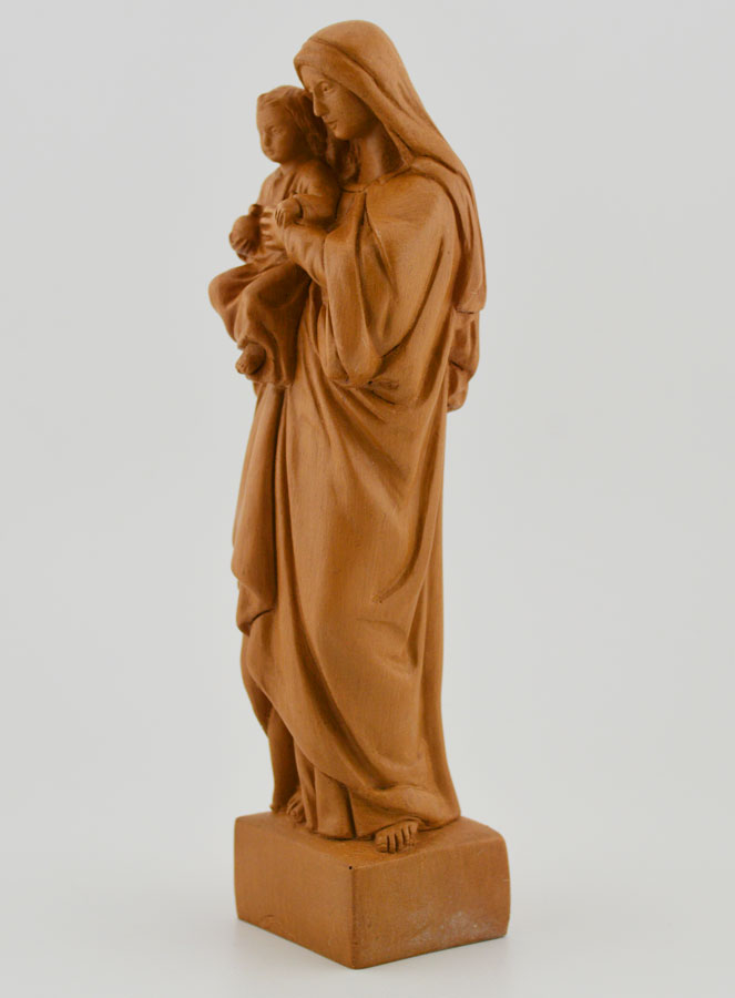 Statue Sainte Vierge Marie à l'Enfant Jésus - Ton Bois - 16 cm (pic 2)
