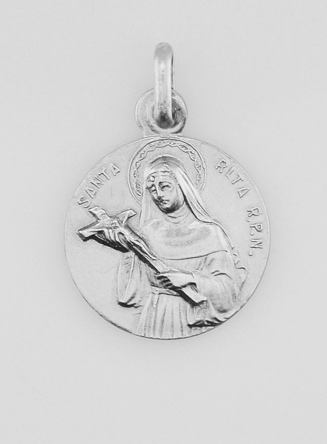 Médaille Sainte Rita en Argent Massif - 17 mm (pic 1)