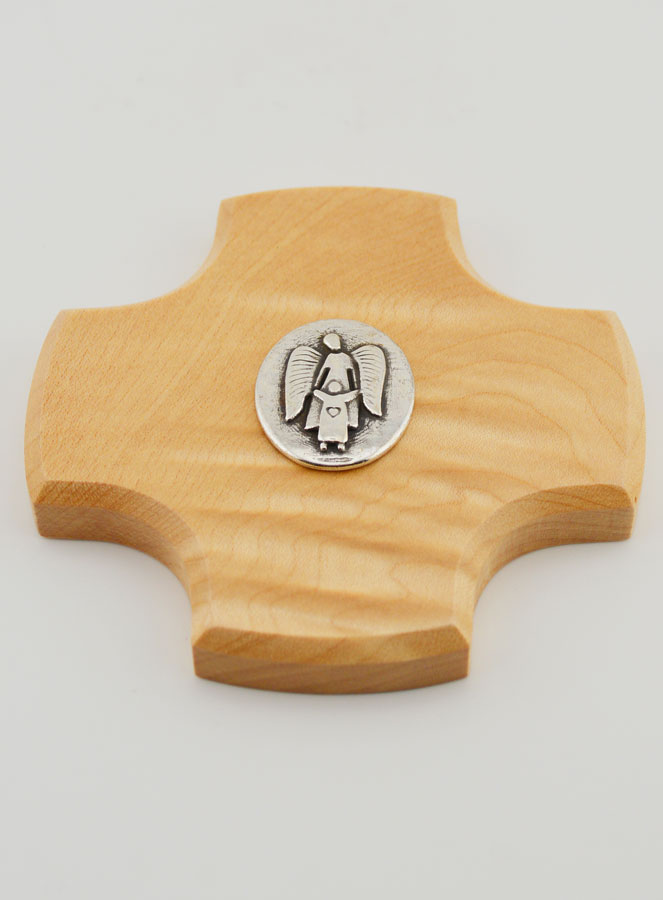 Croix Enfant en Bois d'Erable - Mon Ange Protecteur (pic 2)