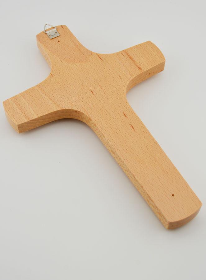 Croix en Bois Clair Sculpté - 22 cm (pic 4)