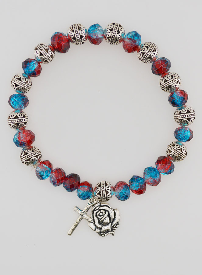 Bracelet Dizainier Perles de Cristal et Perles d'Argent (pic 1)