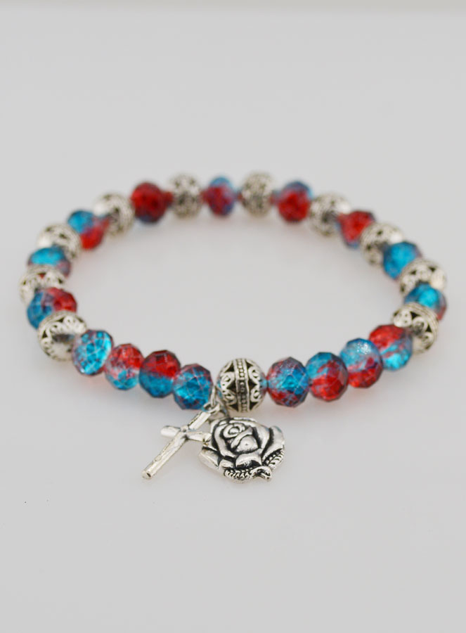 Bracelet Dizainier Perles de Cristal et Perles d'Argent (pic 2)
